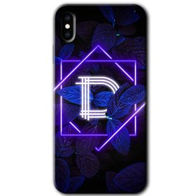 Apple iPhone X Dark Neon Yaprak D Harfi Baskılı Uyumlu Silikon Kılıf