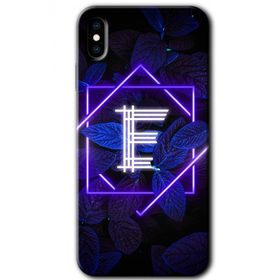Apple iPhone X Dark Neon Yaprak E Harfi Baskılı Uyumlu Silikon Kılıf