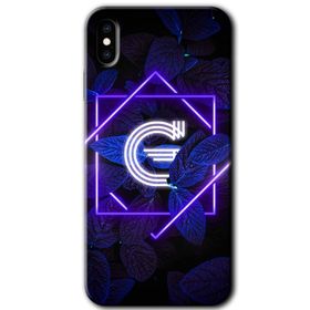 Apple iPhone X Dark Neon Yaprak G Harfi Baskılı Uyumlu Silikon Kılıf