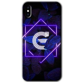 Apple iPhone X Dark Neon Yaprak G Harfi Baskılı Uyumlu Silikon Kılıf