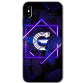 Apple iPhone X Dark Neon Yaprak G Harfi Baskılı Uyumlu Silikon Kılıf