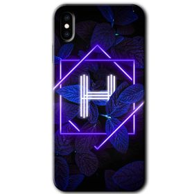 Apple iPhone X Dark Neon Yaprak H Harfi Baskılı Uyumlu Silikon Kılıf