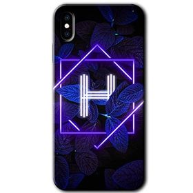 Apple iPhone X Dark Neon Yaprak H Harfi Baskılı Uyumlu Silikon Kılıf