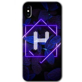 Apple iPhone X Dark Neon Yaprak H Harfi Baskılı Uyumlu Silikon Kılıf