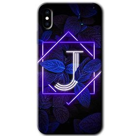 Apple iPhone X Dark Neon Yaprak J Harfi Baskılı Uyumlu Silikon Kılıf