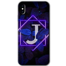 Apple iPhone X Dark Neon Yaprak J Harfi Baskılı Uyumlu Silikon Kılıf