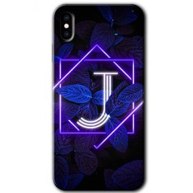 Apple iPhone X Dark Neon Yaprak J Harfi Baskılı Uyumlu Silikon Kılıf