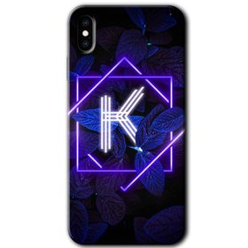 Apple iPhone X Dark Neon Yaprak K Harfi Baskılı Uyumlu Silikon Kılıf