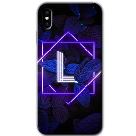 Apple iPhone X Dark Neon Yaprak L Harfi Baskılı Uyumlu Silikon Kılıf