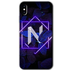 Apple iPhone X Dark Neon Yaprak N Harfi Baskılı Uyumlu Silikon Kılıf