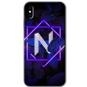 Apple iPhone X Dark Neon Yaprak N Harfi Baskılı Uyumlu Silikon Kılıf