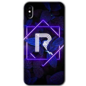 Apple iPhone X Dark Neon Yaprak R Harfi Baskılı Uyumlu Silikon Kılıf