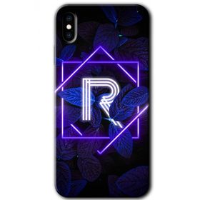 Apple iPhone X Dark Neon Yaprak R Harfi Baskılı Uyumlu Silikon Kılıf