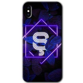 Apple iPhone X Dark Neon Yaprak Ş Harfi Baskılı Uyumlu Silikon Kılıf