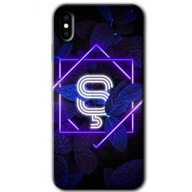 Apple iPhone X Dark Neon Yaprak Ş Harfi Baskılı Uyumlu Silikon Kılıf