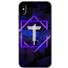 Apple iPhone X Dark Neon Yaprak T Harfi Baskılı Uyumlu Silikon Kılıf