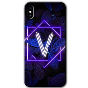 Apple iPhone X Dark Neon Yaprak V Harfi Baskılı Uyumlu Silikon Kılıf