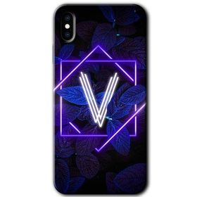 Apple iPhone X Dark Neon Yaprak V Harfi Baskılı Uyumlu Silikon Kılıf