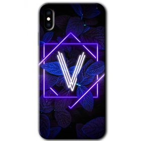 Apple iPhone X Dark Neon Yaprak V Harfi Baskılı Uyumlu Silikon Kılıf