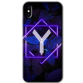 Apple iPhone X Dark Neon Yaprak Y Harfi Baskılı Uyumlu Silikon Kılıf