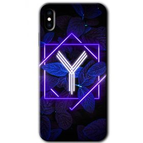 Apple iPhone X Dark Neon Yaprak Y Harfi Baskılı Uyumlu Silikon Kılıf