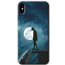 Apple iPhone X Dolunay Yalnızlık Baskılı Uyumlu Silikon Kılıf