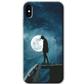 Apple iPhone X Dolunay Yalnızlık Baskılı Uyumlu Silikon Kılıf
