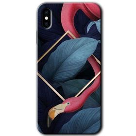 Apple iPhone X Flamingo Yaprak Baskılı Uyumlu Silikon Kılıf