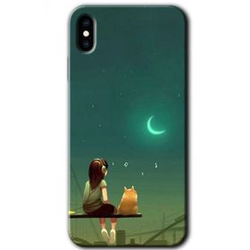 Apple iPhone X Kedili Kız Baskılı Uyumlu Silikon Kılıf