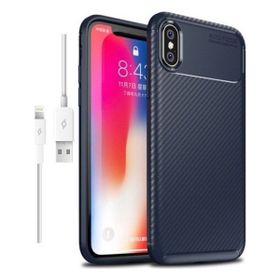 Apple Iphone X Negro Karbon-Lacivert Silikon Kılıf