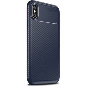 Apple Iphone X Negro Karbon-Lacivert Silikon Kılıf