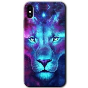 Apple iPhone X Neon Lion Baskılı Uyumlu Silikon Kılıf