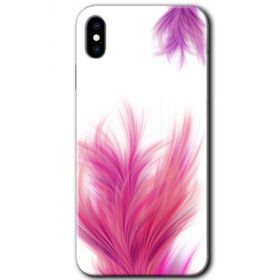 Apple iPhone X Pembe Tüy Baskılı Uyumlu Silikon Kılıf