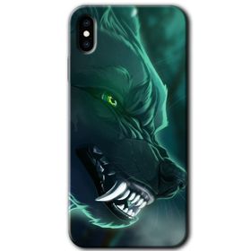 Apple iPhone X Yeşil Kurt Baskılı Uyumlu Silikon Kılıf