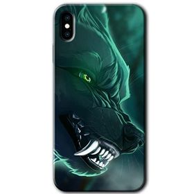Apple iPhone X Yeşil Kurt Baskılı Uyumlu Silikon Kılıf