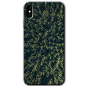 Apple iPhone XS Çam Ağacı Ormanı Baskılı Uyumlu Silikon Kılıf