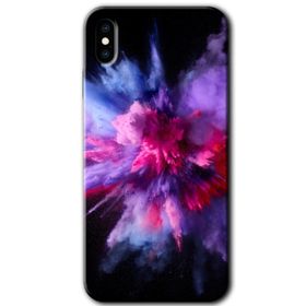 Apple iPhone XS Color Splash Purple Baskılı Uyumlu Silikon Kılıf