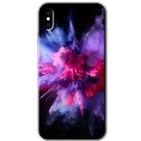 Apple iPhone XS Color Splash Purple Baskılı Uyumlu Silikon Kılıf