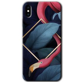 Apple iPhone XS Flamingo Yaprak Baskılı Uyumlu Silikon Kılıf