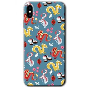 Apple iPhone XS Funky Dragon Baskılı Uyumlu Silikon Kılıf