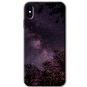 Apple iPhone XS Gece Galaksi Baskılı Uyumlu Silikon Kılıf