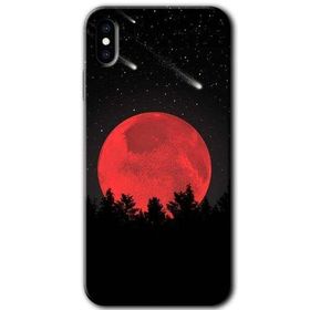 Apple iPhone XS Kanlı Ay Baskılı Uyumlu Silikon Kılıf