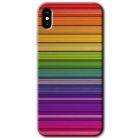 Apple iPhone XS Max Colorful Lines Baskılı Uyumlu Silikon Kılıf