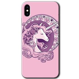 Apple iPhone XS Max Unicorn Pembe Baskılı Uyumlu Silikon Kılıf