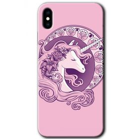 Apple iPhone XS Max Unicorn Pembe Baskılı Uyumlu Silikon Kılıf