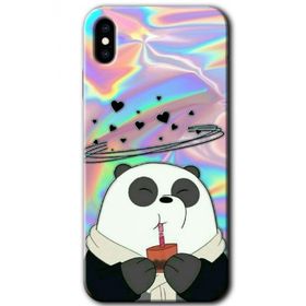 Apple iPhone XS Milkshake Panda Baskılı Uyumlu Silikon Kılıf