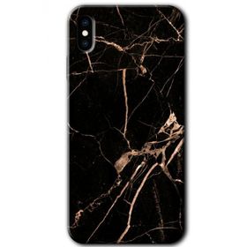 Apple iPhone XS Siyah Gold Mermer Baskılı Uyumlu Silikon Kılıf
