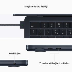 Apple MacBook Air MLY33TU/A M2 8CPU 8GPU 8GB RAM 256GB SSD macOS 13.6 inç Gece Yarısı Laptop - Notebook Yenilenmiş