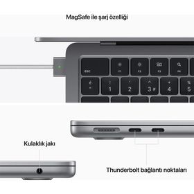 Apple MacBook Air Z15SM2JT16256 M2 8CPU 8GPU 16GB RAM 256GB SSD macOS 13.6 inç Uzay Grisi Laptop - Notebook