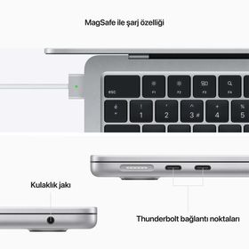 Apple MacBook Air Z15WM2JT16256 M2 8CPU 10GPU 16GB RAM 256GB SSD macOS 13.6 inç Gümüş Laptop - Notebook